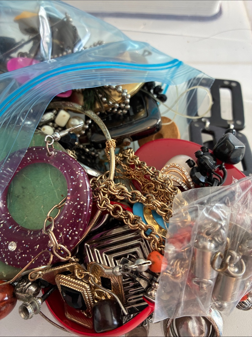 3 lbs Junk jewelry for crafting Bundle - Purple, Green, Gold Accents